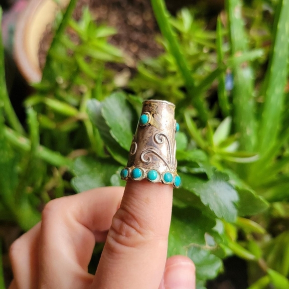 *RARE* Vintage Navajo Sleeping Beauty Turquoise Sterling Silver Thimble - Picture 3 of 8